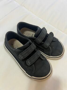 Wonder Nation Toddler Sneakers Size 8 Black Canvas Twin Strap Kids Shoes Flaw